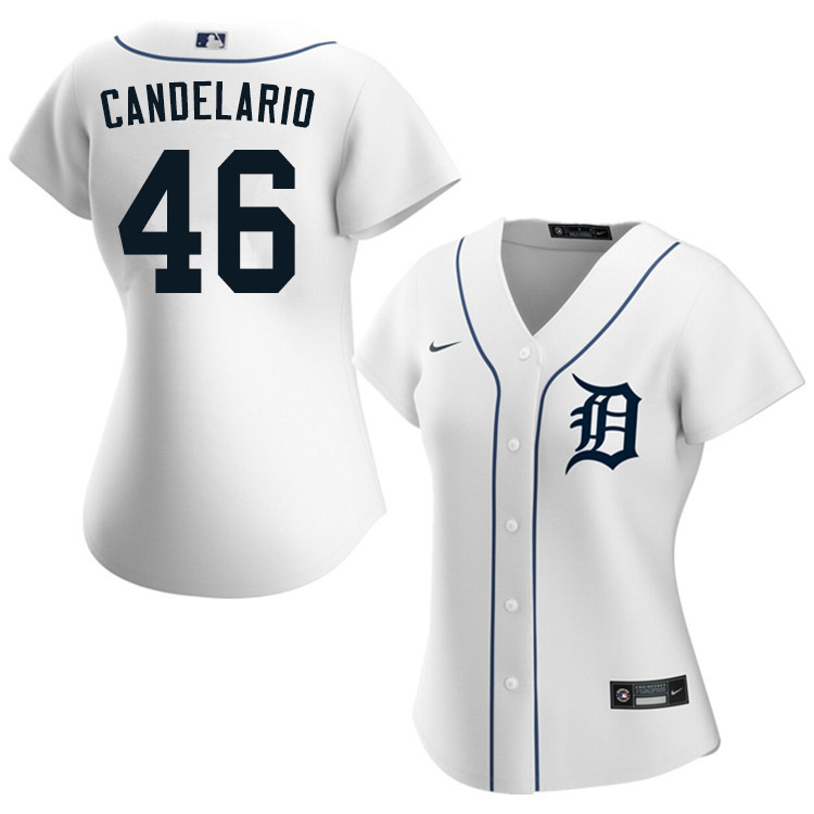 Nike Women #46 Jeimer Candelario Detroit Tigers Baseball Jerseys Sale-White